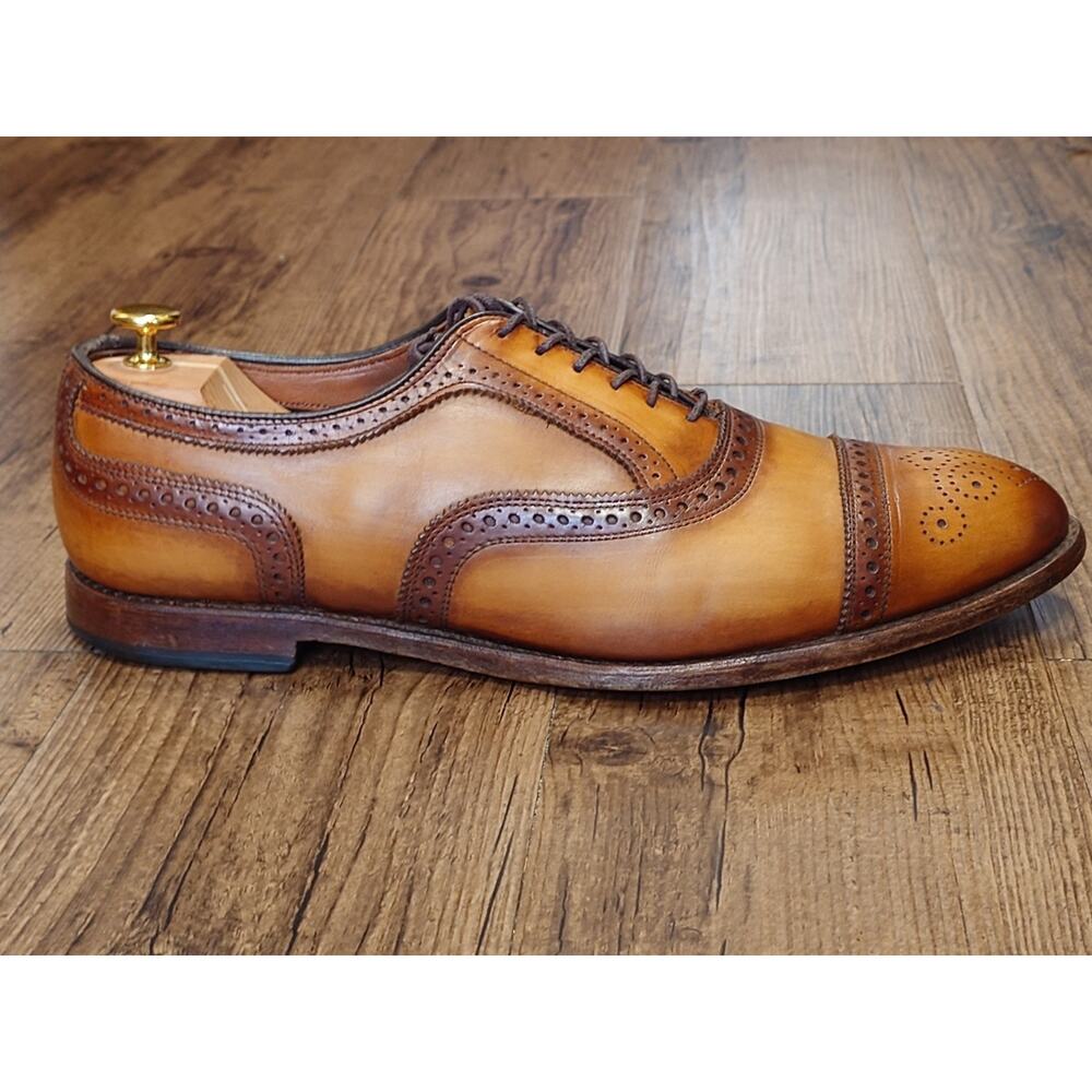 Allen Edmonds Strand 13D Light Brown Patina Burnished Oxford Dress Shoes - Picture 8 of 12